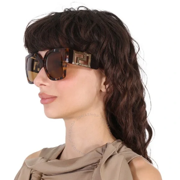 Versace Oversized Square Acetate Sunglasses NUDE COLOR